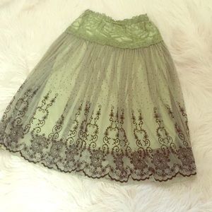 Green lace skirt